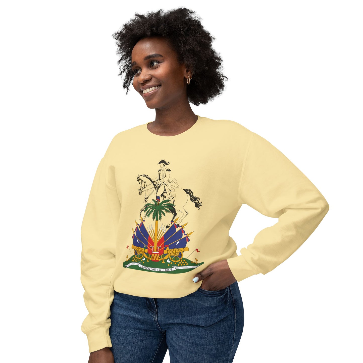 Haiti Celebration Unisex Lightweight Crewneck Sweatshirt - Festive Design with Fireworks