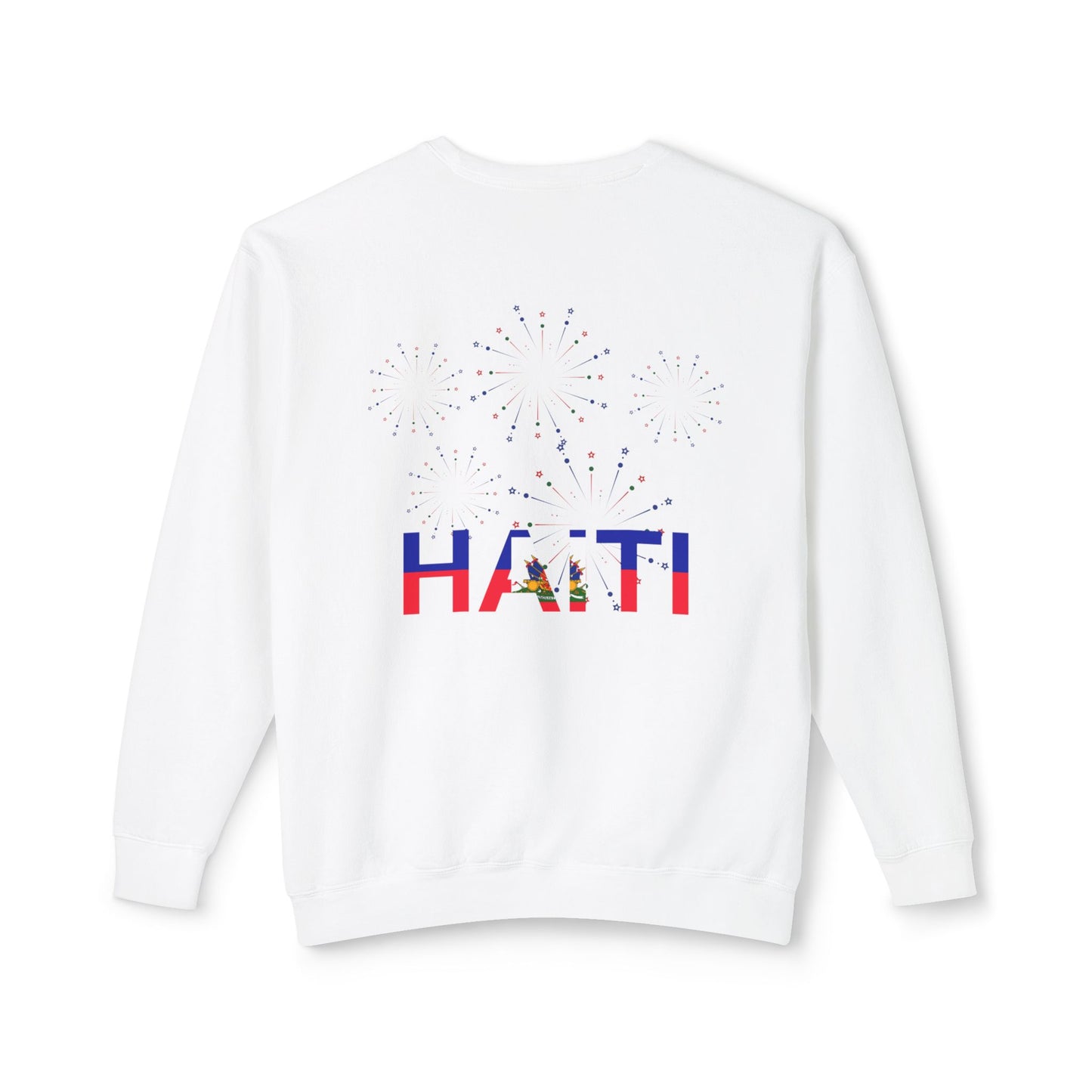 Haiti Celebration Unisex Lightweight Crewneck Sweatshirt - Festive Design with Fireworks