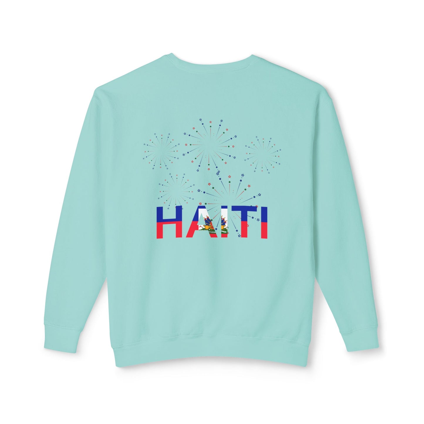 Haiti Celebration Unisex Lightweight Crewneck Sweatshirt - Festive Design with Fireworks