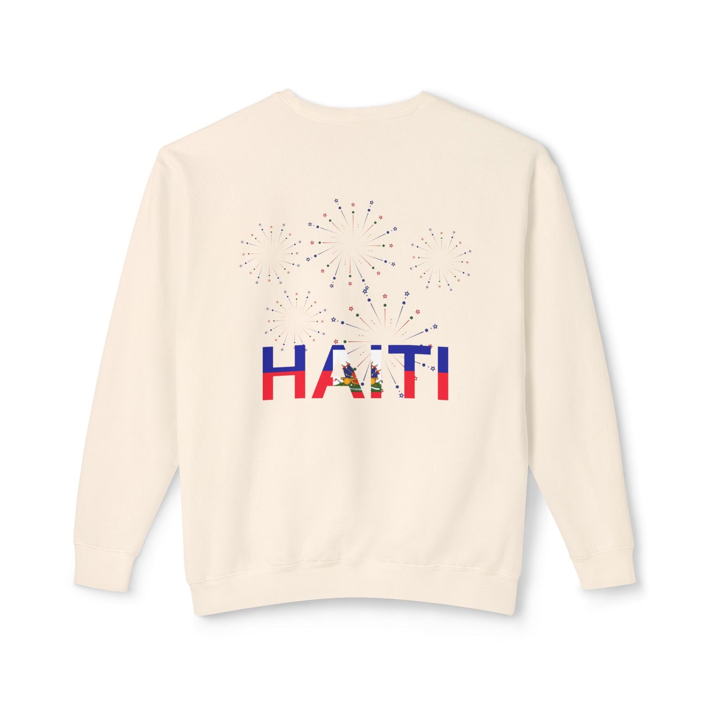 Haiti Celebration Unisex Lightweight Crewneck Sweatshirt - Festive Design with Fireworks