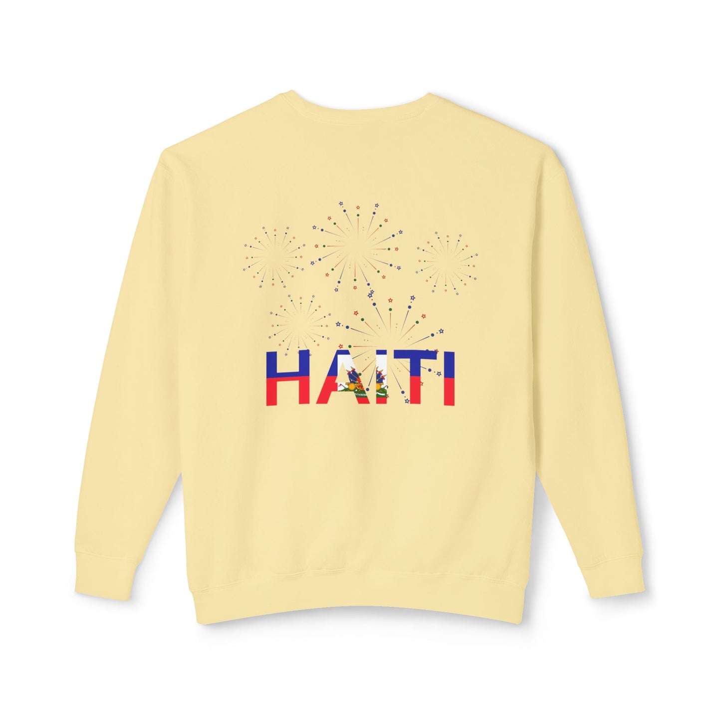 Haiti Celebration Unisex Lightweight Crewneck Sweatshirt - Festive Design with Fireworks