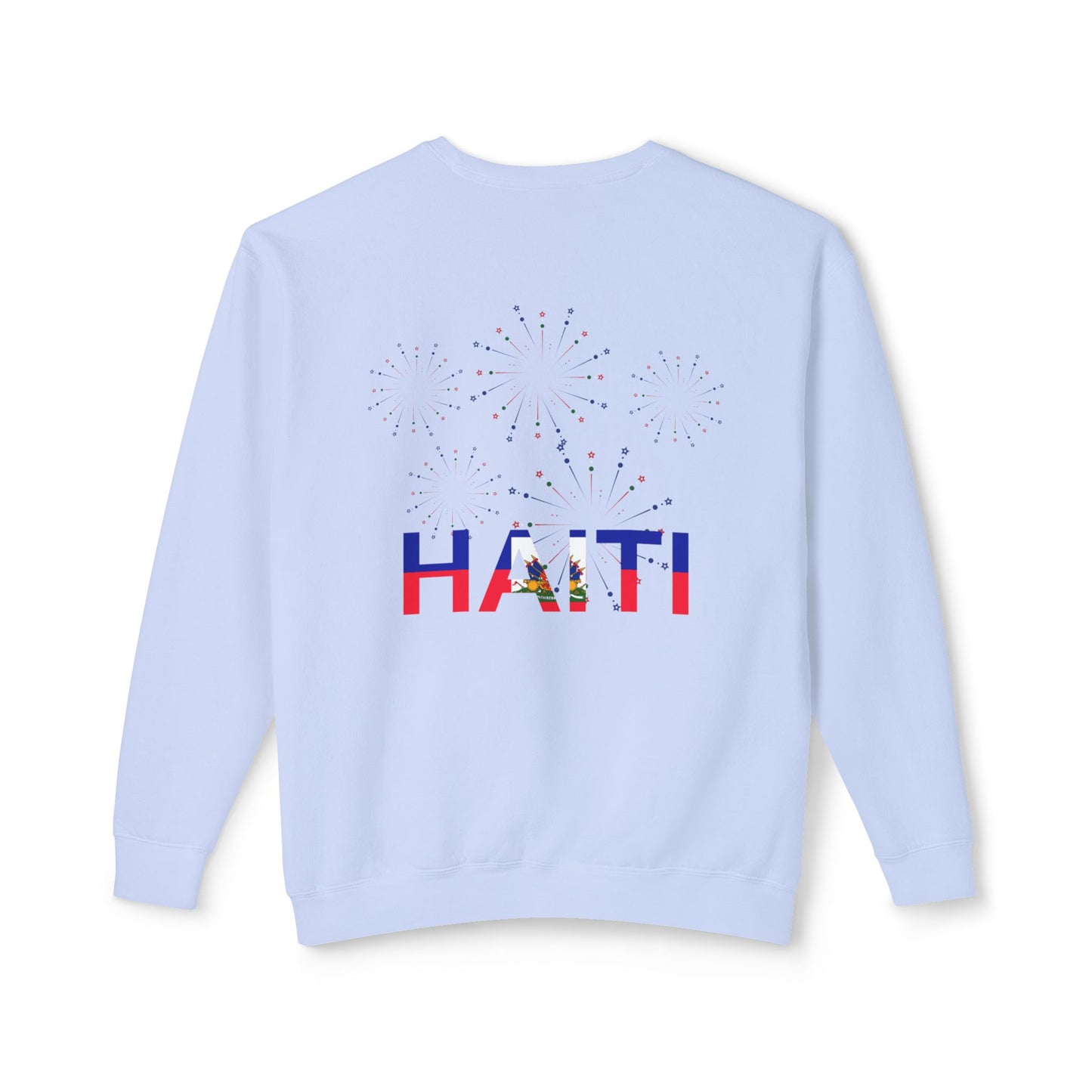 Haiti Celebration Unisex Lightweight Crewneck Sweatshirt - Festive Design with Fireworks