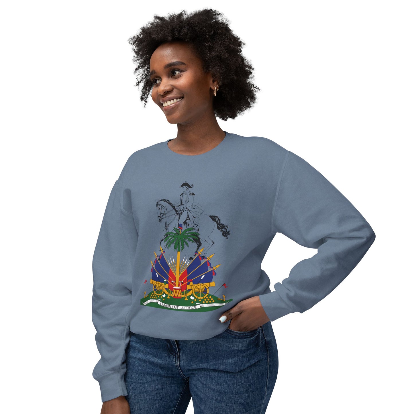 Haiti Celebration Unisex Lightweight Crewneck Sweatshirt - Festive Design with Fireworks