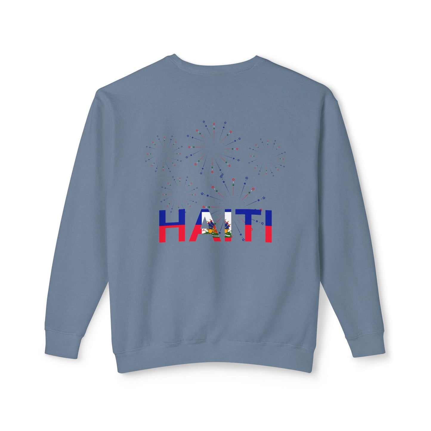 Haiti Celebration Unisex Lightweight Crewneck Sweatshirt - Festive Design with Fireworks